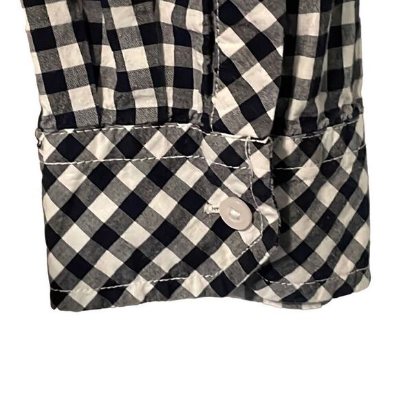 Talbots black and white check cotton classic tab sleeve button shirt 1X - Picture 5 of 12